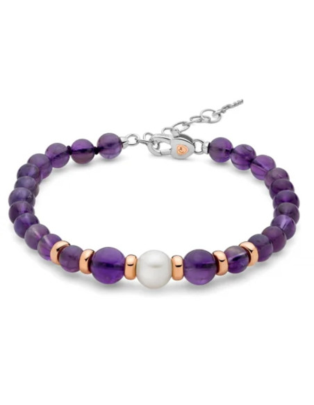 Bracciale Miluna donna PBR3675 argento rosÃ¨ ametista