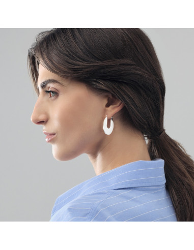 Orecchini Unoaerre donna 566208 argentati piatti ovali