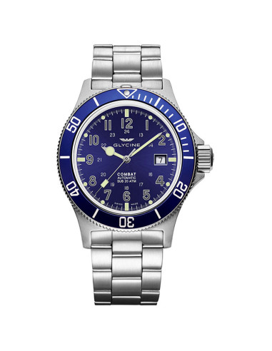 Orologio Glycine uomo Combat sub GL0077 argentato tempo e data