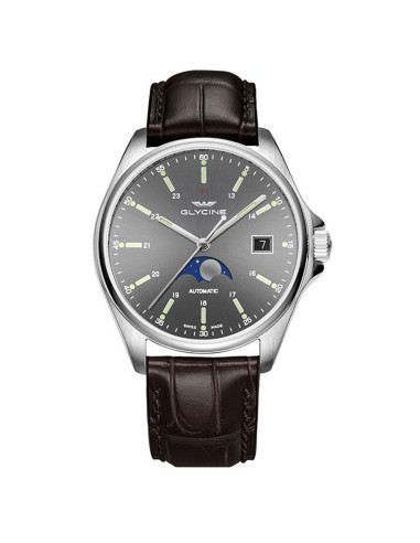 Orologio Glycine uomo Combat Classic Moonphase GL0114 marrone tempo e data