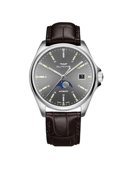 Orologio Glycine uomo Combat Classic Moonphase GL0114 marrone tempo e data