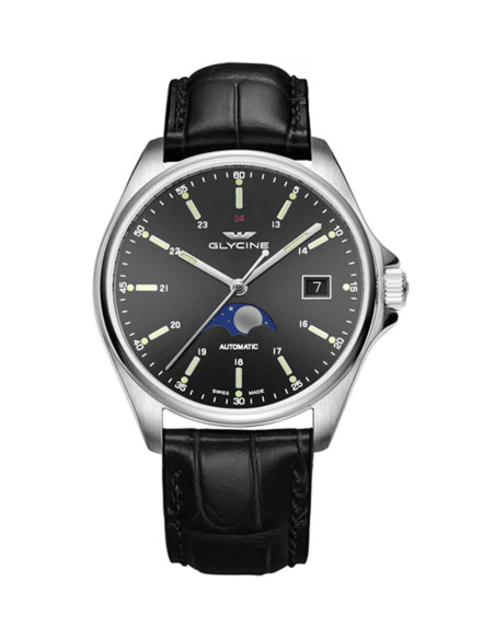 Orologio Glycine uomo Combat Classic Moonphase GL0116 nero tempo e data