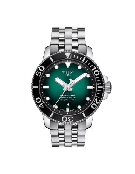 Orologio Tissot uomo T1204071109101 Seastar 1000 automatico verde rotondo