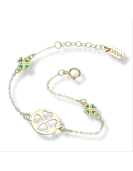 Bracciale Dana bambina BRBFC39OGSVL13E2 Baby quadrifoglio verde oro giallo