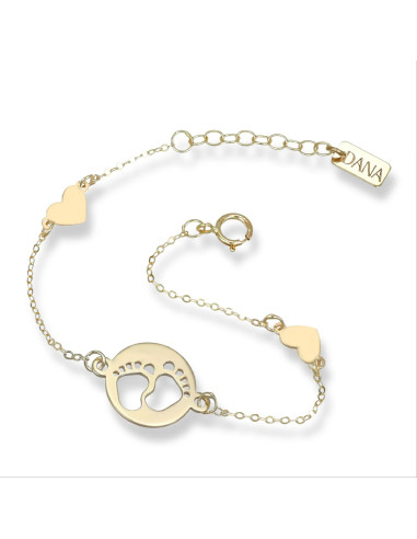 Bracciale Dana bambina BRBFC41OGL13E2 Baby piedini cuori oro giallo