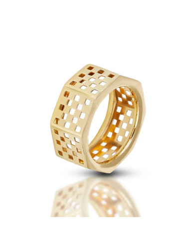 Anello Dana donna ANDEK01OGN14 Lux fascia ottagonale traforata oro giallo