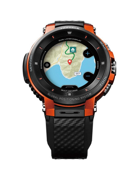 Orologio Casio uomo  WSD-F30-RGBAE Pro Trek smartwatch nero e arancione