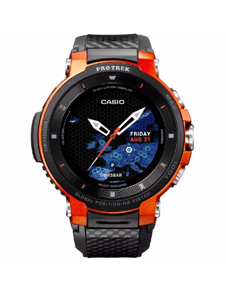 Orologio Casio uomo  WSD-F30-RGBAE Pro Trek smartwatch nero e arancione