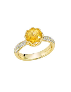 Anello Miluna donna LID4028 Unica ColibrÃ¬ solitario quarzo oro dorato