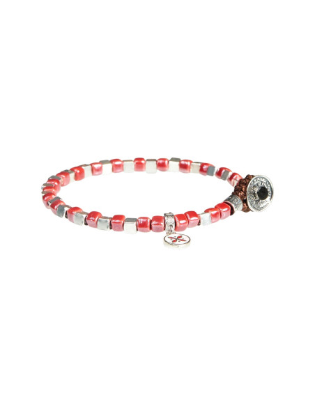 Bracciale Gerba Uomo CS02 Silver Ceramic Rosso Argento 925 