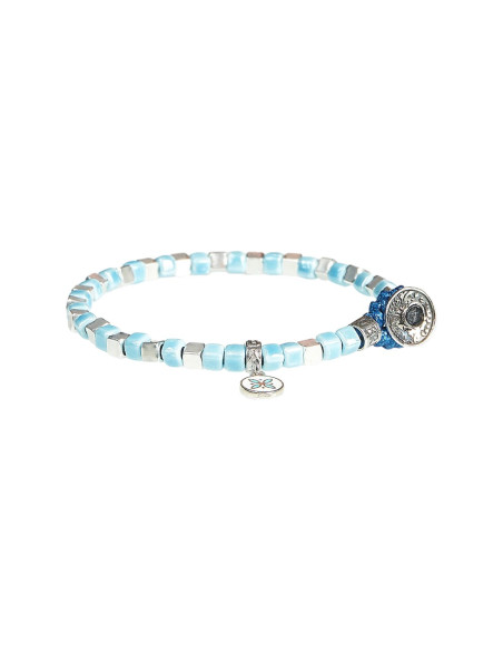 Bracciale Gerba Uomo CS08 Silver Ceramic Celeste Argento 925 