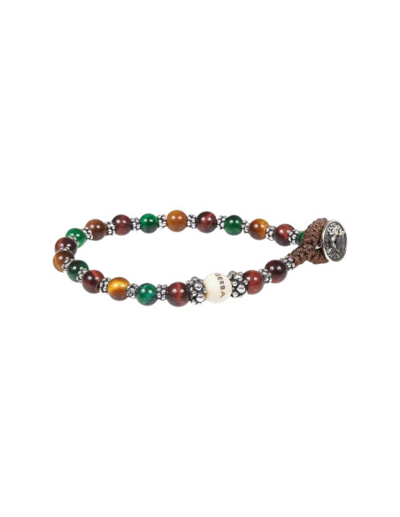 Bracciale Gerba LAB 078 Occhio di Tigre marrone e Pietra Paesina e Argento 925 