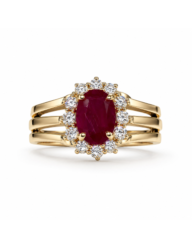 Anello Sessa Gioielli Donna SS016 con Rubino e Diamanti in Oro Giallo